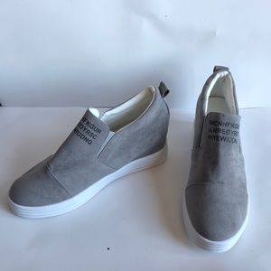 Grey slip on loafers